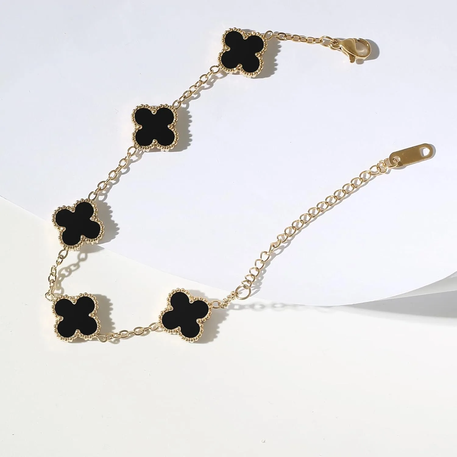 18K Gold Plated Bracelet Gold Clover Bracelet Set for Women Four Leaf Lucky Bracelets Dupes Trendy Jewelry Birthday Gifts for Women