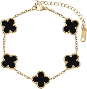 18K Gold Plated Bracelet Gold Clover Bracelet Set for Women Four Leaf Lucky Bracelets Dupes Trendy Jewelry Birthday Gifts for Women