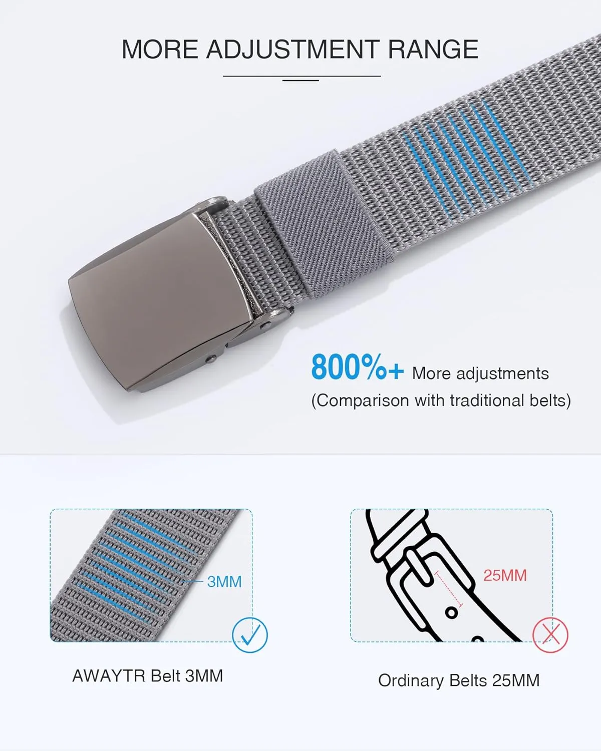 AWAYTR Nylon Boys Baseball Belt - Kids Golf Belt with Metal Buckle for Softball Pants School Uniform Jeans