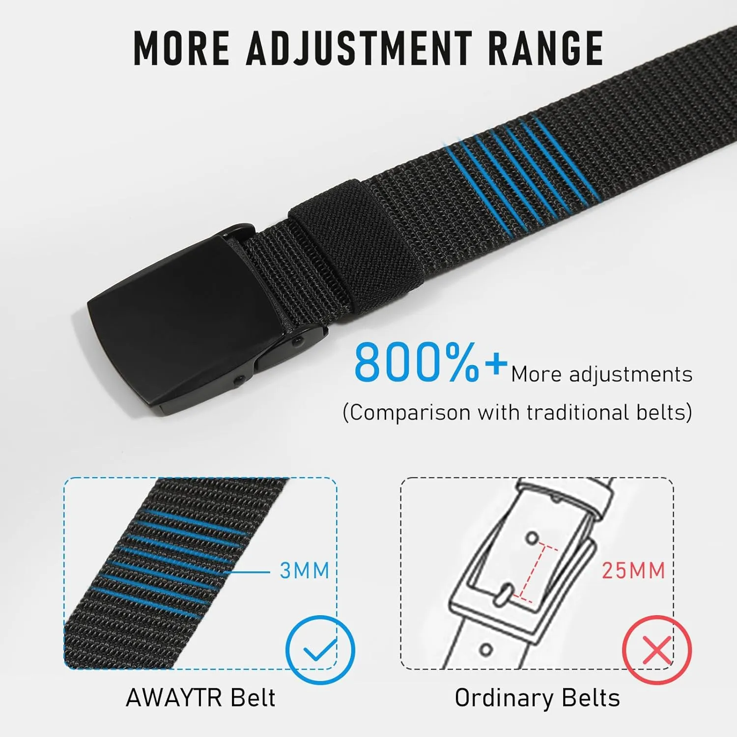 AWAYTR Nylon Boys Baseball Belt - Kids Golf Belt with Metal Buckle for Softball Pants School Uniform Jeans