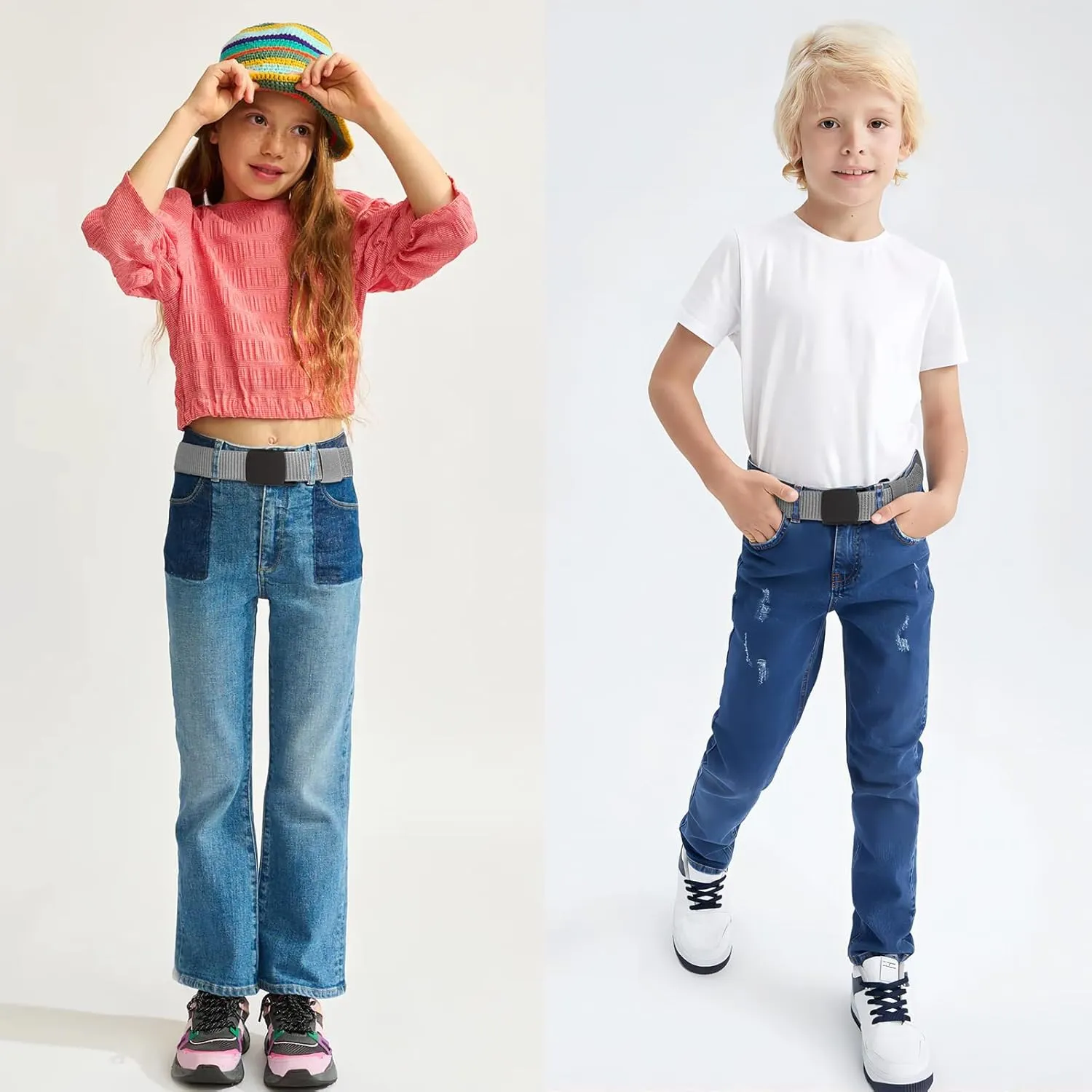 AWAYTR Nylon Boys Baseball Belt - Kids Golf Belt with Metal Buckle for Softball Pants School Uniform Jeans