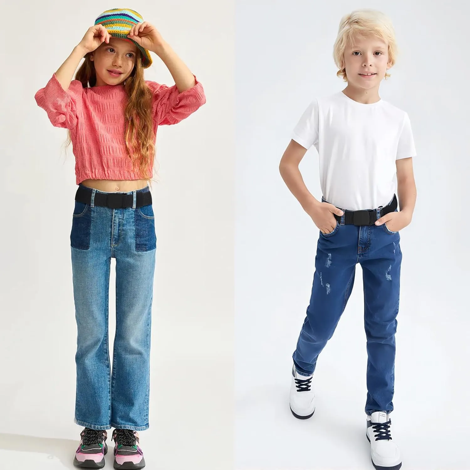 AWAYTR Nylon Boys Baseball Belt - Kids Golf Belt with Metal Buckle for Softball Pants School Uniform Jeans