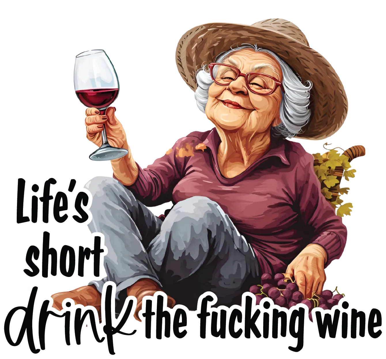 Granny heat transfer, press and peel, no shirt