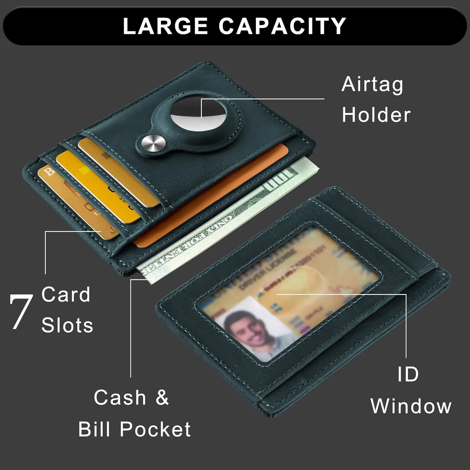 Hawanik Slim Minimalist Front Pocket Air Tag Wallet, RFID Blocking Card Holder Wallet with Airtag Holder