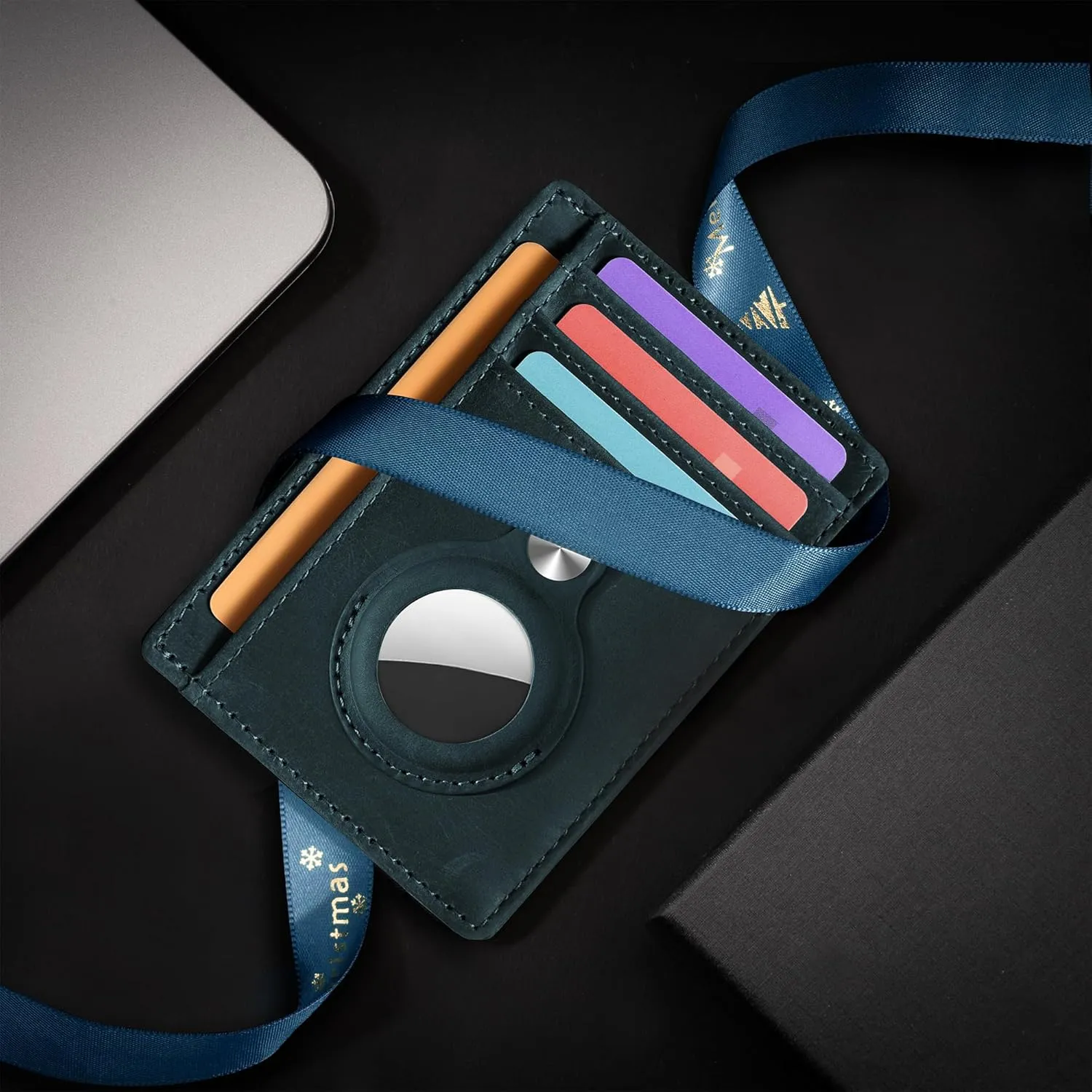 Hawanik Slim Minimalist Front Pocket Air Tag Wallet, RFID Blocking Card Holder Wallet with Airtag Holder