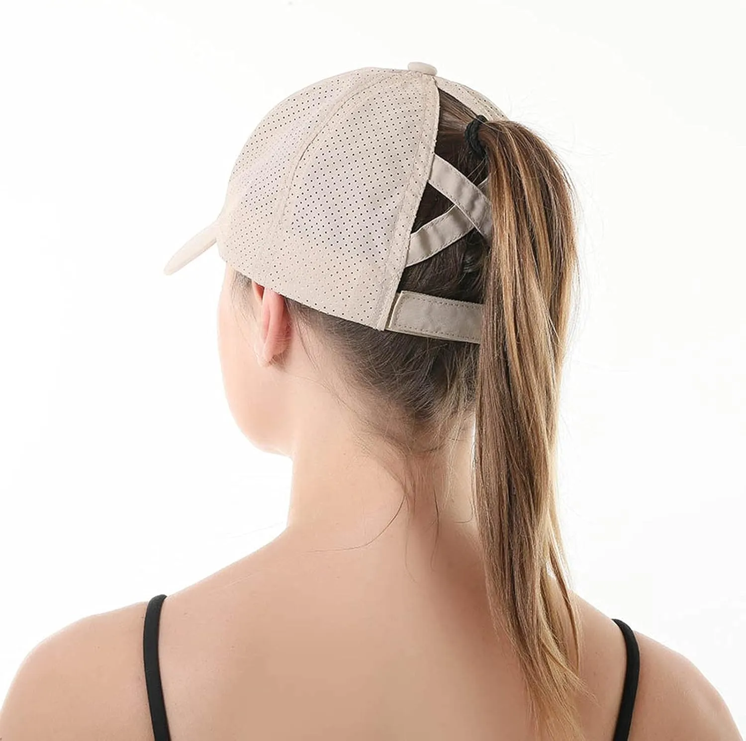 HGGE Womens Criss Cross Ponytail Baseball Cap Adjustable High Messy Bun Ponycap Quick Drying Hat