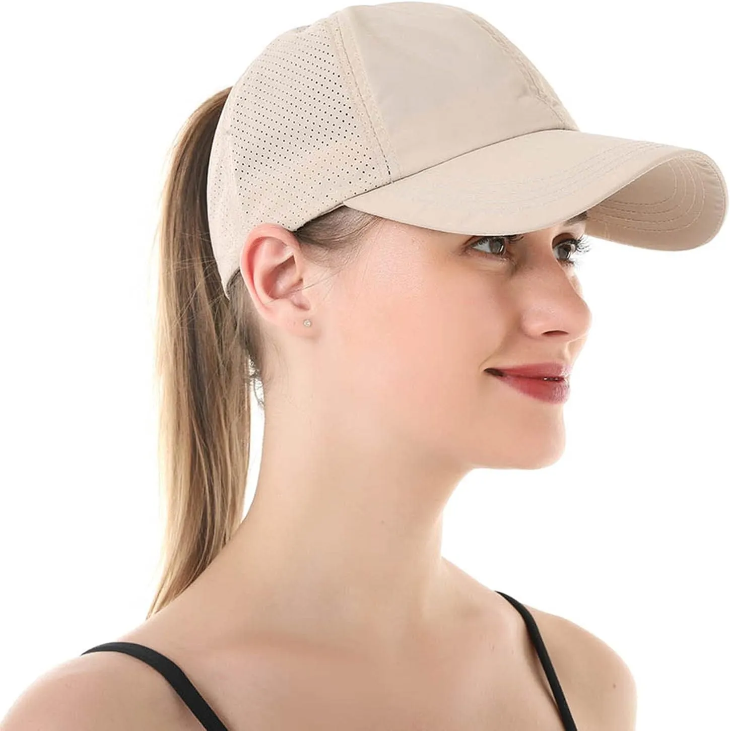 HGGE Womens Criss Cross Ponytail Baseball Cap Adjustable High Messy Bun Ponycap Quick Drying Hat