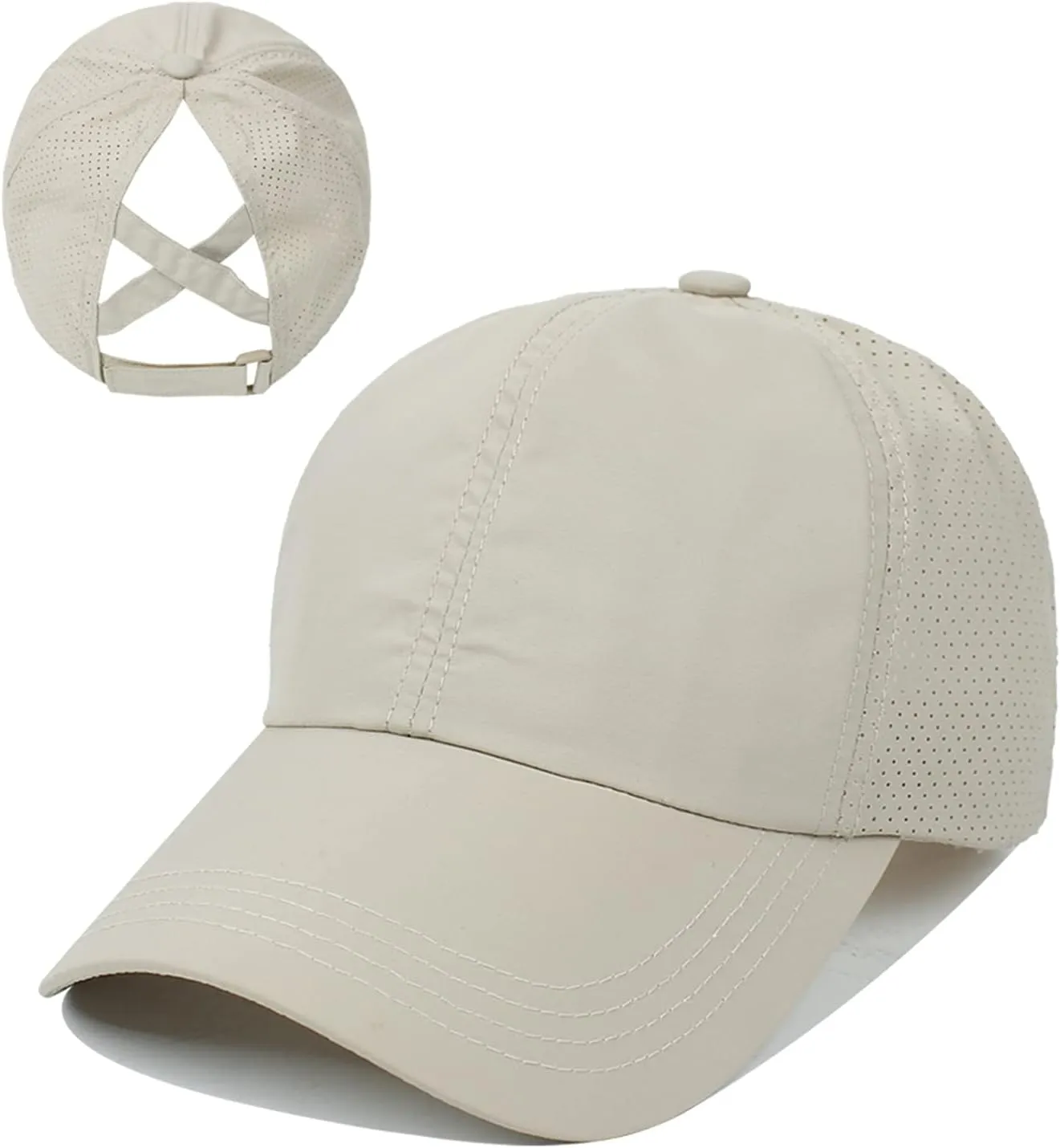 HGGE Womens Criss Cross Ponytail Baseball Cap Adjustable High Messy Bun Ponycap Quick Drying Hat