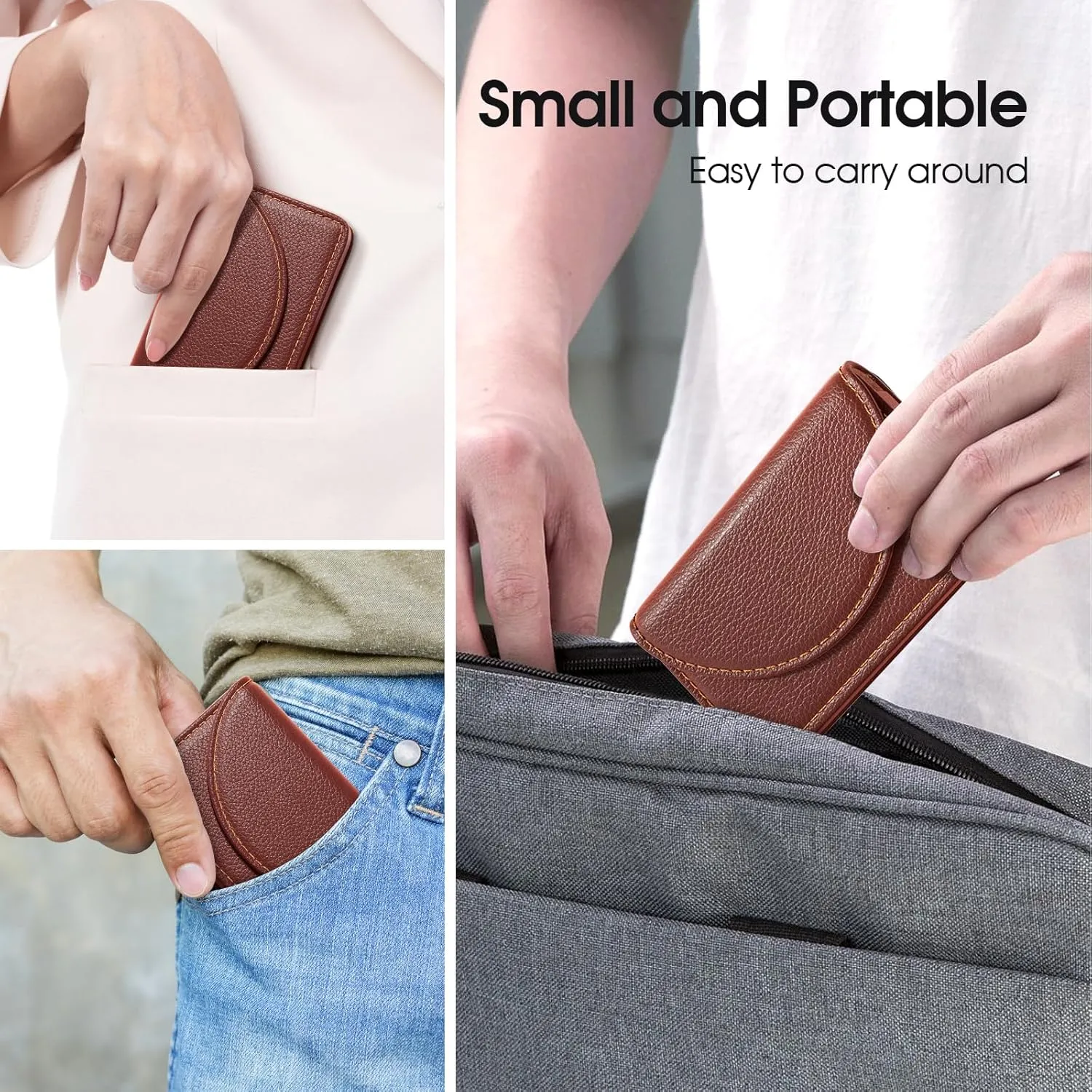 MaxGear Business Card Holder Case, PU Leather Business Card Case for Purse, Pocket Business Card Holders for Men or Women, Magnetic Travel Card Holder Wallet, Portable Business Card Carrier, Coffee