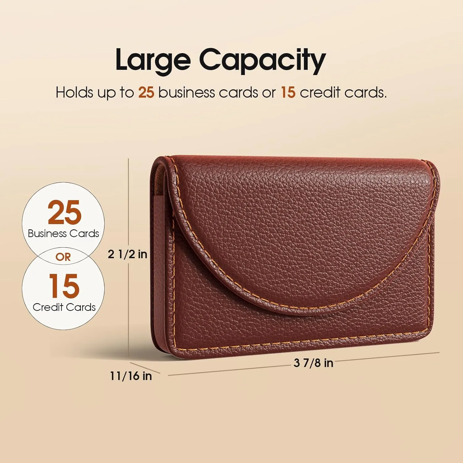MaxGear Business Card Holder Case, PU Leather Business Card Case for Purse, Pocket Business Card Holders for Men or Women, Magnetic Travel Card Holder Wallet, Portable Business Card Carrier, Coffee