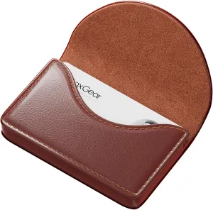 MaxGear Business Card Holder Case, PU Leather Business Card Case for Purse, Pocket Business Card Holders for Men or Women, Magnetic Travel Card Holder Wallet, Portable Business Card Carrier, Coffee