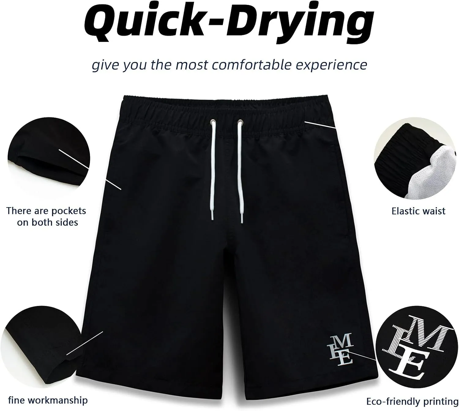 MEILONGER Boys Swim Trunks?Quick Dry Beach Board Shorts Swimwear Bathing Suits Size 8,10-12,14-16,18-20