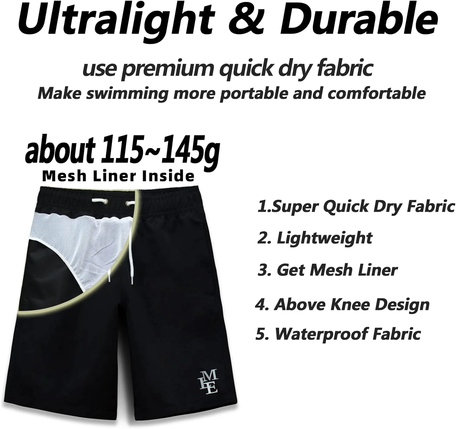 MEILONGER Boys Swim Trunks?Quick Dry Beach Board Shorts Swimwear Bathing Suits Size 8,10-12,14-16,18-20