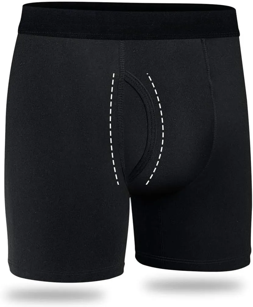 Mens Underwear Cotton Boxer Briefs Comfy Breathable 6" Underwear Tagless Wide Waistband Boxer Briefs Multipack