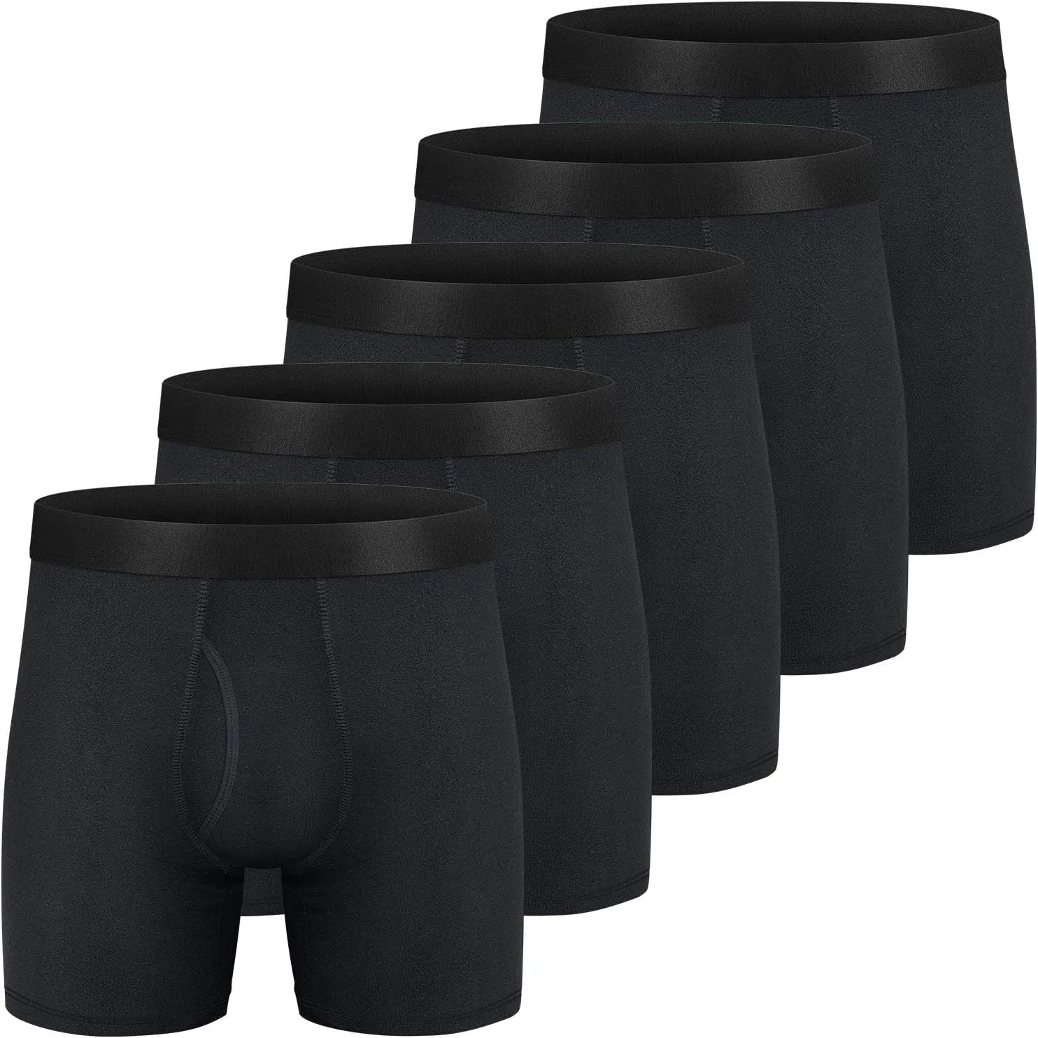 Mens Underwear Cotton Boxer Briefs Comfy Breathable 6" Underwear Tagless Wide Waistband Boxer Briefs Multipack