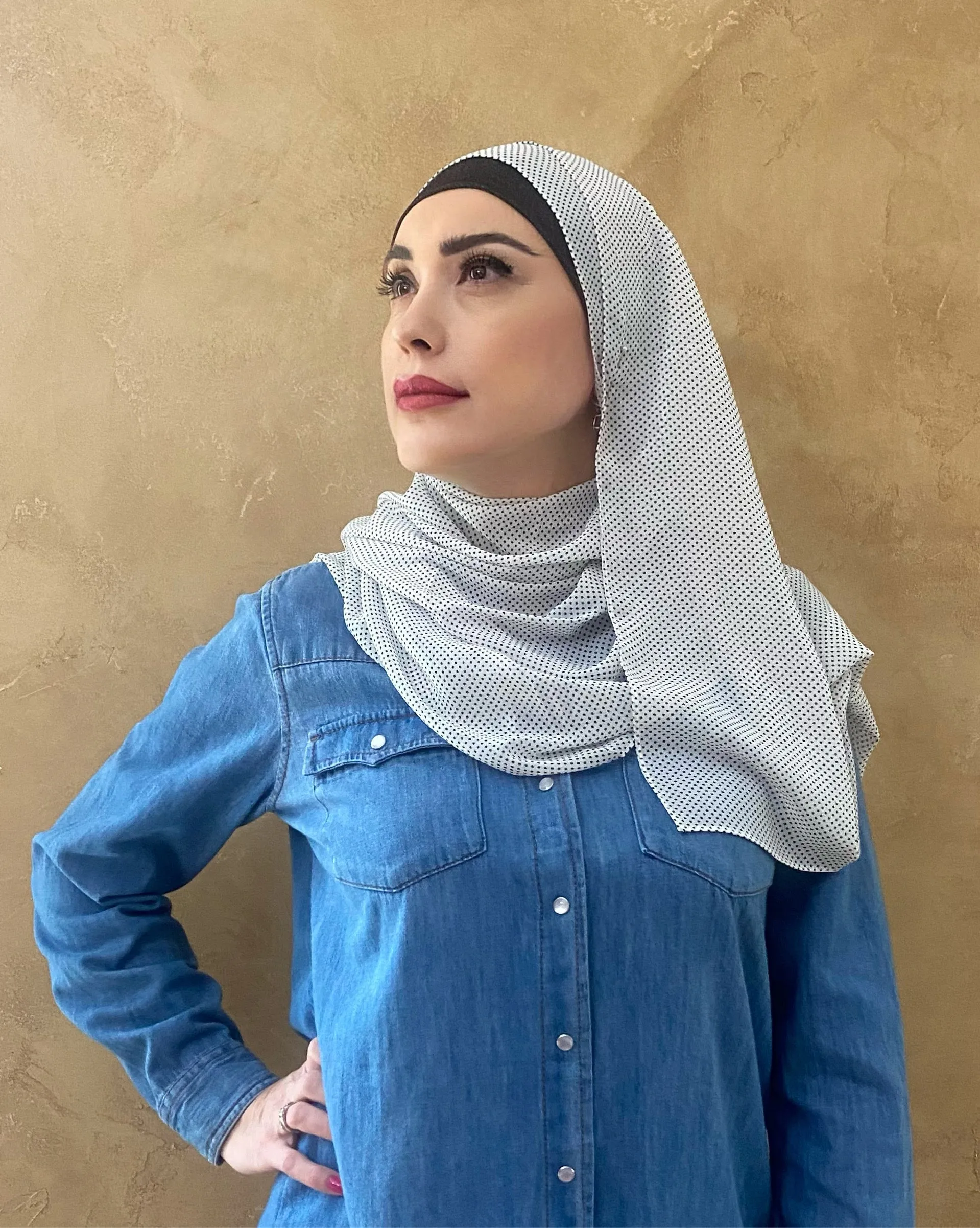 Mini Polka Dot Chiffon Shawl/Hijab