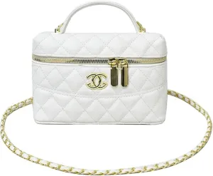 Quilted Crossbody Bags for Women Small Vintage Square Box Purse Boho Shoulder Handbags with Chain and Zipper