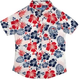 Tommy Bahama Boys Classic Woven Button-Down Shirt - Summer Short-Sleeve Hawaiian Shirt with Pocket for Kids