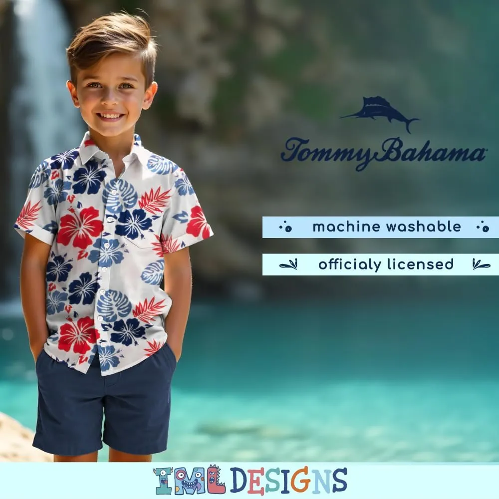 Tommy Bahama Boys Classic Woven Button-Down Shirt - Summer Short-Sleeve Hawaiian Shirt with Pocket for Kids