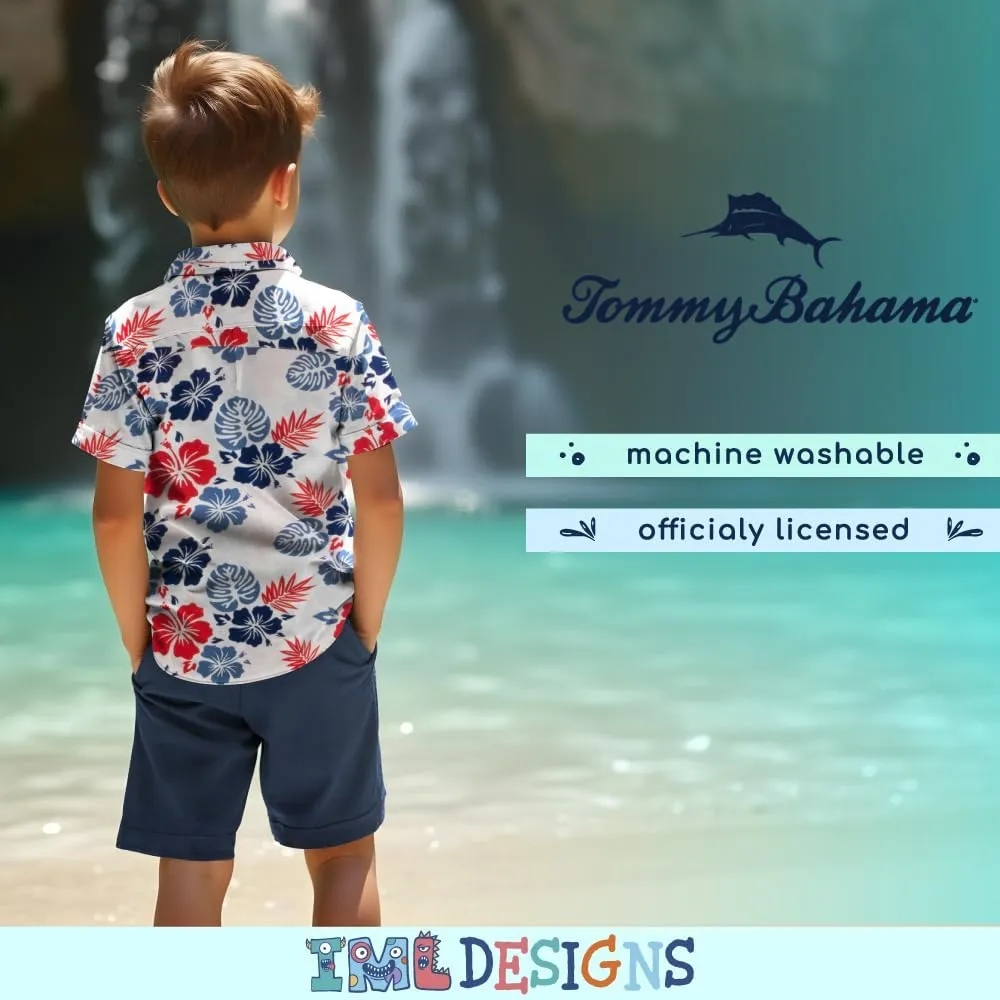 Tommy Bahama Boys Classic Woven Button-Down Shirt - Summer Short-Sleeve Hawaiian Shirt with Pocket for Kids
